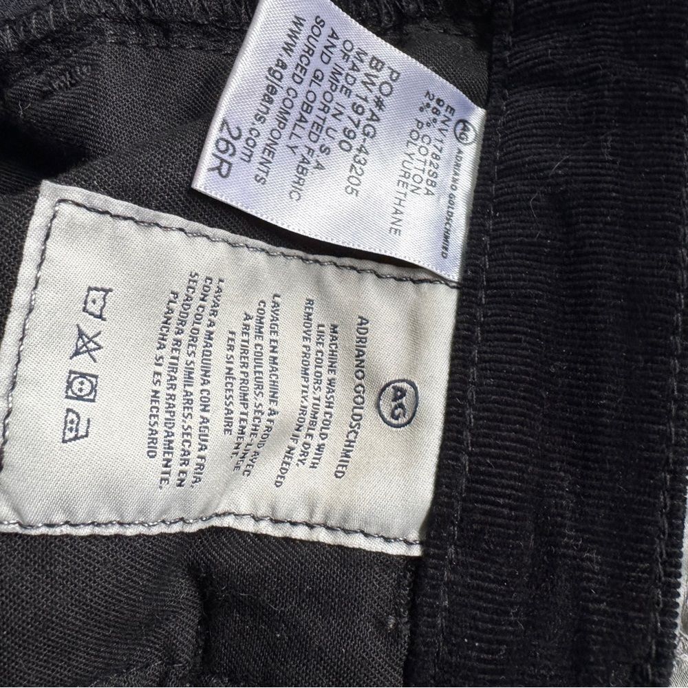 AG Isabelle Button-Up High-Rise Straight Cut Black Corduroy Jeans. Size 26 - Picture 11 of 11